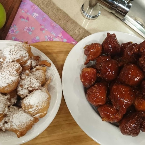 Buñuelos de manzana con caramelo