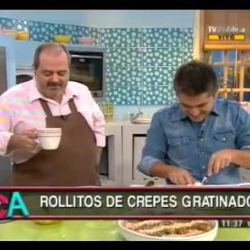 Crepes de calabaza y rollitos de crepes gratinados