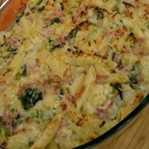 Gratén de pasta y coliflor