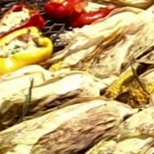 Guarnición de morrones rellenos a la parrilla