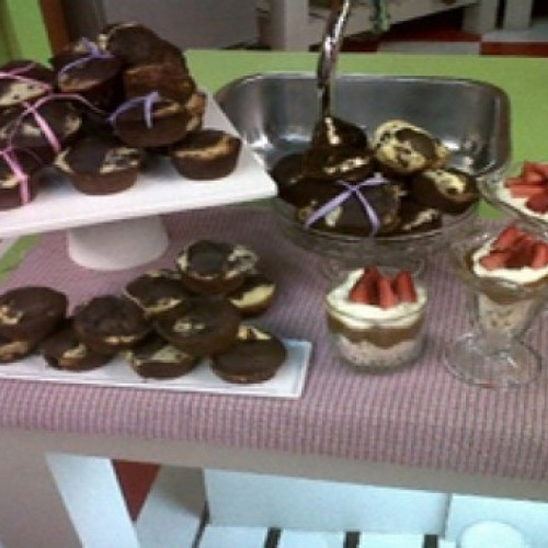Muffins de chocolate y cheesecake