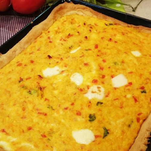 Pastel de humita y calabaza cuadrado