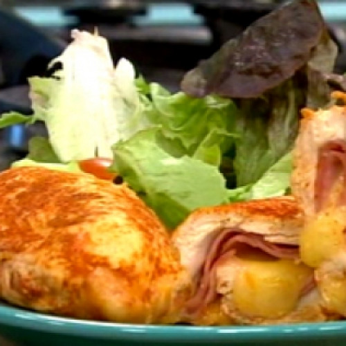 Pechuga rellena al microondas y copa de merengue