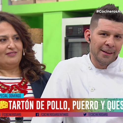 Tarta de pollo, puerros y queso