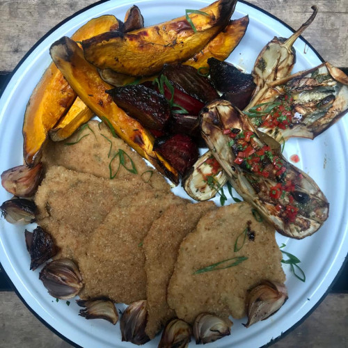 MILANESAS DE CERDO CON VERDURAS HORNO