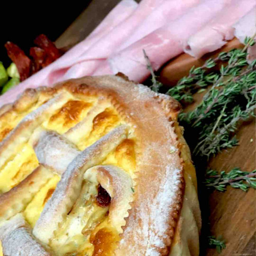 TARTA DE ZUCCHINI, CEBOLLA Y JAMÓN