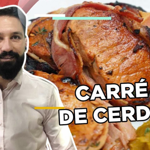 CARRÉ MARINADO CON MANZANAS GLASEADAS Y PURÉ DE BATATA