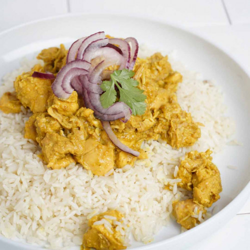 POLLO AL MANÍ CON ARROZ