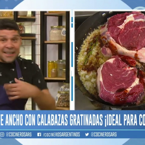 BIFE ANCHO CON CALABAZAS GRATINADAS