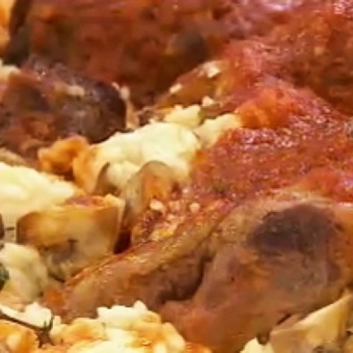 Soufflé de queso, risotto de osobuco y queso