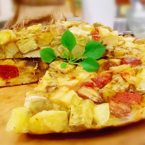 Tortilla mixta de papa y batata