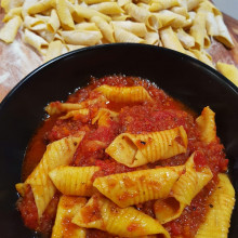 Garganelli con estofado de asado